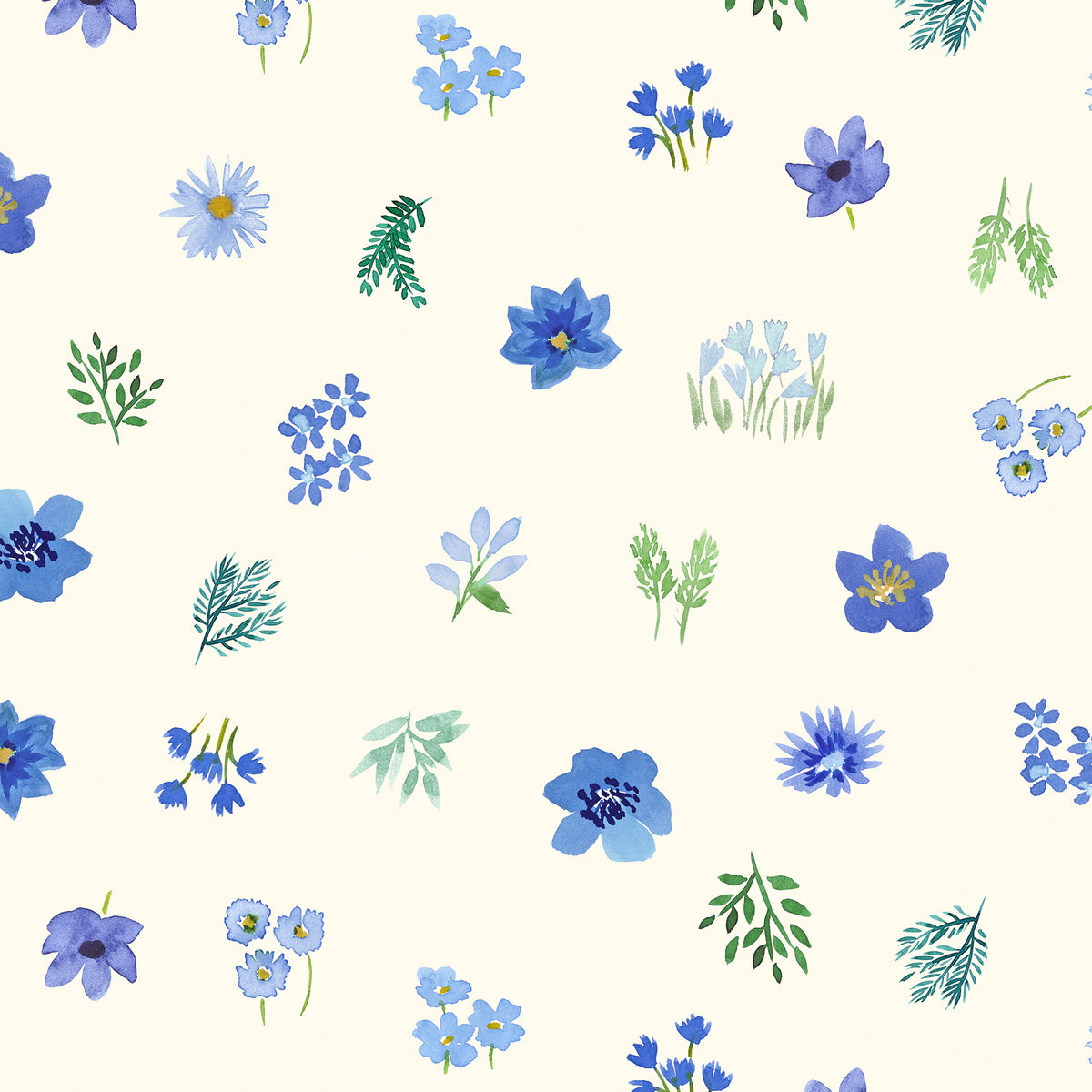 Dancing Flowers Cornflower Craft Fabric - Bluebellgray